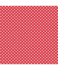 MAKOWER Patchwork tkanina Hearts white on red | 110cm 2/9149R