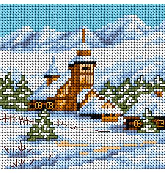 Goblen Crkva u snijegu | 15x15 cm