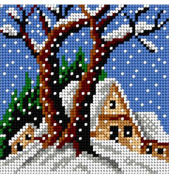 Goblen Kuća u snijegu | 15x15 cm