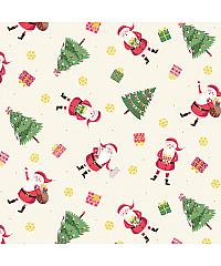 MAKOWER Patchwork tkanina Let it snow Santa Cream | 110cm 2238/1