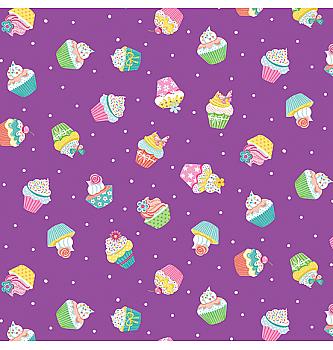 Patchwork tkanina Daydream cupcakes lilac | 110cm