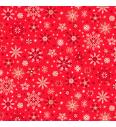 Patchwork tkanina Scandi snowflakes cream on red | 110cm