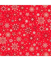 MAKOWER Patchwork tkanina Scandi snowflakes cream on red | 110cm 2457/R5