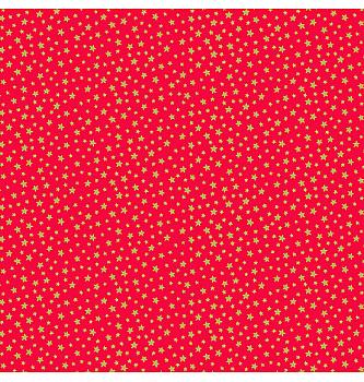 Patchwork tkanina Star gold on red | 110cm