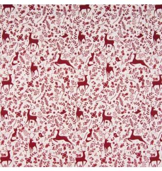 Popelin Božićni jeleni | krem/crvena | 100%CO