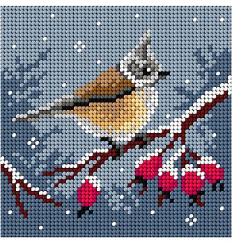 Goblen Čupava sjenica na grani | 15x15 cm