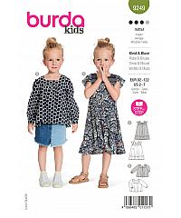 BURDA Kroj Dječjia haljina i bluza četvrtastim izrezom 9249