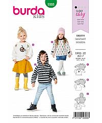 BURDA Kroj Dječji sportski pulover sa raglan rukavima 9308