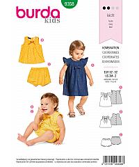 BURDA Kroj Komplet za najmlađe - kratke hlače, haljinica i bluza 9358