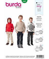 BURDA Kroj Pulover za dječake u tri varijante 9407