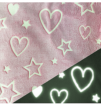Mikroflis Glow In The Dark | Zvijezde i srca | roza | 100%PL