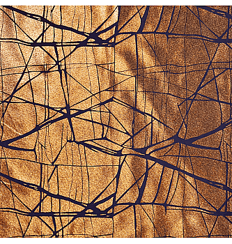 Šifon Lamé Apstraktno | bakrena/tamnoplava | 100%PL