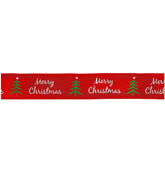 Rips traka Merry Christmas | crvena | 25mm