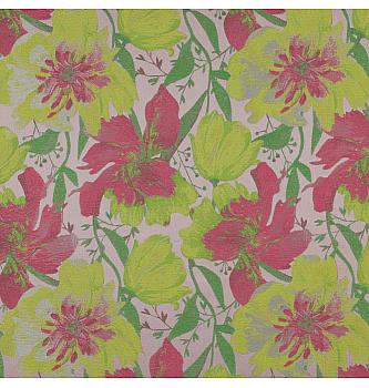 Jacquard Proljetni cvat | ružičasta/žuta | 100%PL