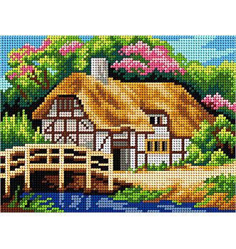 Goblen set Kuća na potoku | 16,5 x 22cm