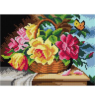 Goblen set Ruže u košari | 16,5 x 22cm