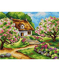 ORCHIDEA Goblen set Kuća među cvjetnim drvećem | 22 x 27,5 cm M2497