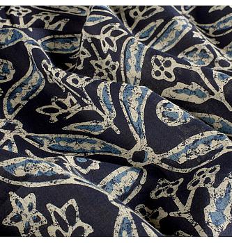 Batist batik Geometrijska botanika | indigo | 100%CO