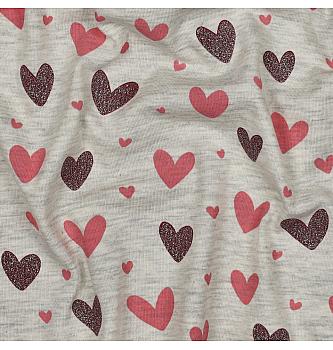 Jersey Glitter srca | siva melanž | 60%CO / 35%PL / 5%EL