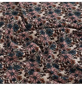 Rebrasti jersey Retro cvjetići | pijesak | 95%CO / 5%EL