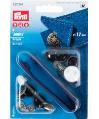 PRYM Gumbi za jeans | 17mm | st. srebro | 8kom 622210