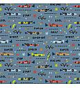 Popelin Utrka automobila | plava | 100%CO