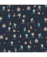 Verhees GOTS Popelin Pirati  | tamno plava | 100%CO 08059.004