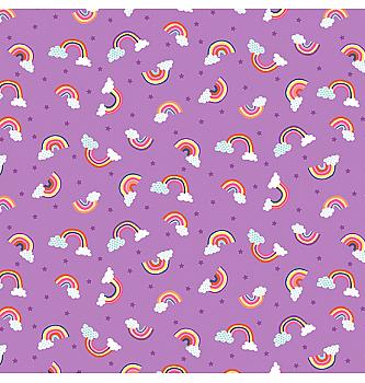 Patchwork tkanina Daydream rainbows lilac | 110cm