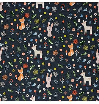 Jersey šumski prijatelji |indigo melanž | 60%CO / 35%PL / 5%EL
