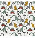 GOTS felpa čupavljena Ljubazni dinosauri  | krem |  95%CO / 5%EL