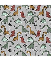 Verhees GOTS čupavljena felpa Ljubazni dinosauri | svijetlo siva | 95%CO / 5%EL 09124.002