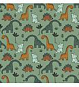 GOTS Čupavljena felpa Ljubazni dinosauri | zelena | 95%CO / 5%EL