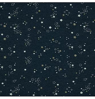 Jersey Zvjezdice glitter | indigo melanž | 60%CO / 35%PL / 5%EL