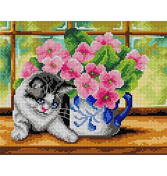 Goblen Maca i buketić | 24x30cm