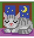 Goblen set Maca spava na prozoru | 10,5x10,5 cm