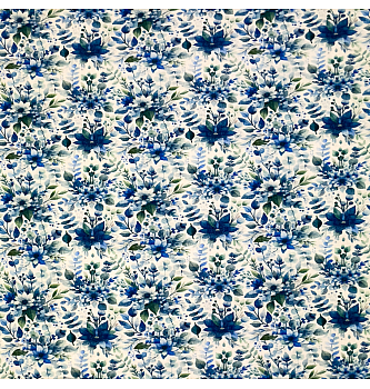 Viskozni jersey Flora | digitalni tisak | bijela | 95%VI / 5%EL