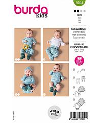 BURDA Kroj Komplet za bebe: bodi, majica, benkica i kapa 9204