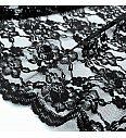 Elastična čipka Cvjetni preplet | crna | 65%CO / 35%PA