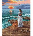 Goblen Djevojke sa psom na obali | 40x50 cm