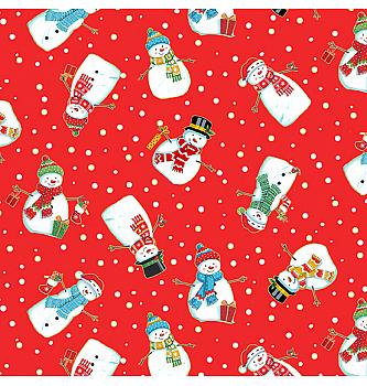 Patchwork blago Merry snowmen red | 110cm