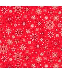 MAKOWER Patchwork blago Scandi snowflakes cream on red | 110cm 2457/R5