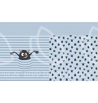 Veseli pošastek Mick | svetlomodra | digitalni tisk | 95%CO / 5%EL