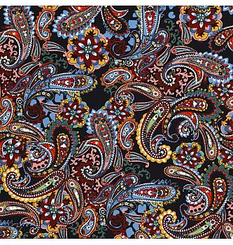 Jersey Baročni paisley | črna | digitalni tisk | 95%CO / 5%EL