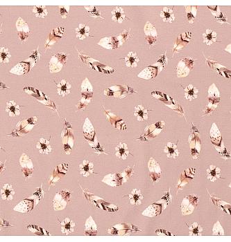 Jersey Pravljična peresa | roza | digitalni tisk | 95%CO / 5%EL