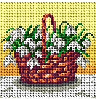 Gobelin zvončki v košari | 15x15cm