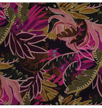 Bombaž z viskozo Tropska noč | roza/oker | 60%CO / 40%VI