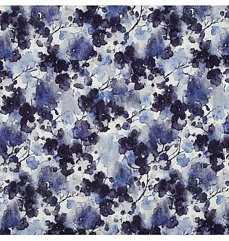 Viskozna tkanina Cvetlični akvarel | jeans | digitalni tisk | 97%VI / 3%EL