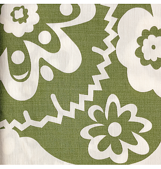 Viskoza z lanom Cvetlična fantazija | zelena | 55%VI / 45%LI