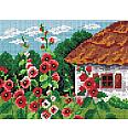 Gobelin Hiša in mak | 18x24cm
