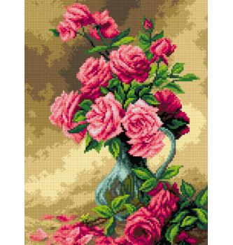 Gobelin Roza vrtnice v stekleni vazi | Albert Tibulle de Lavault | 30x40cm